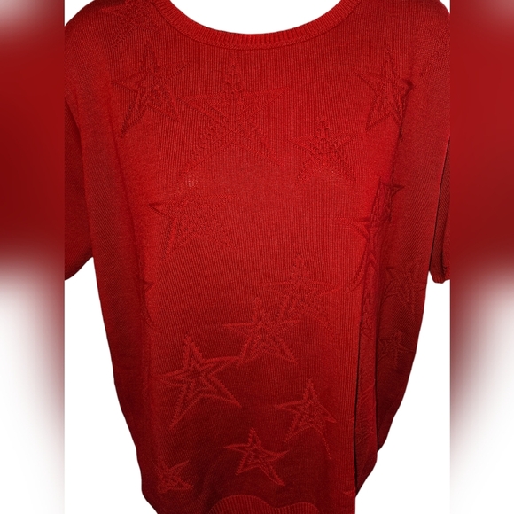 NWT Alfred Dunner Star Knit American Dream Short Sleeve Sweater - Picture 4 of 4